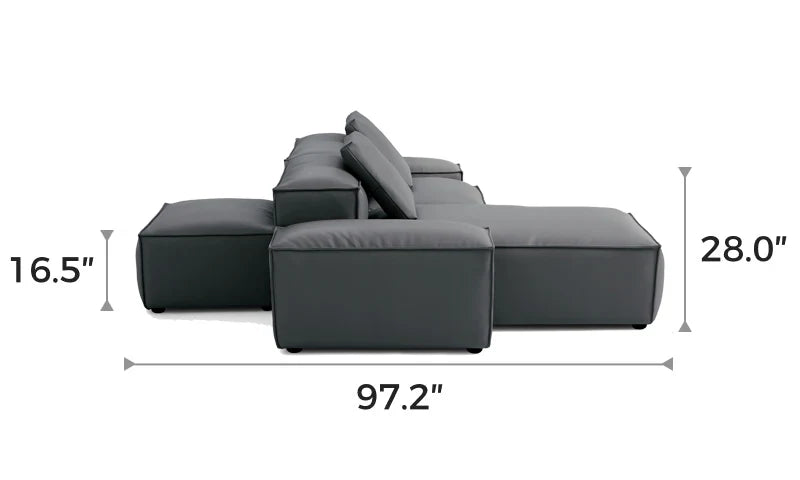 Cube Modular Dark Gray Genuine Leather Double-Sided Sectional