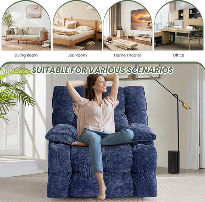 Oversized Rocker Recliner Chair 42” Power Swivel Recliner for Living Room Overstuffed Extra Wide Rocking Recliners with Breathable Soft Fabric Up to 400lbs(Manual Beige)