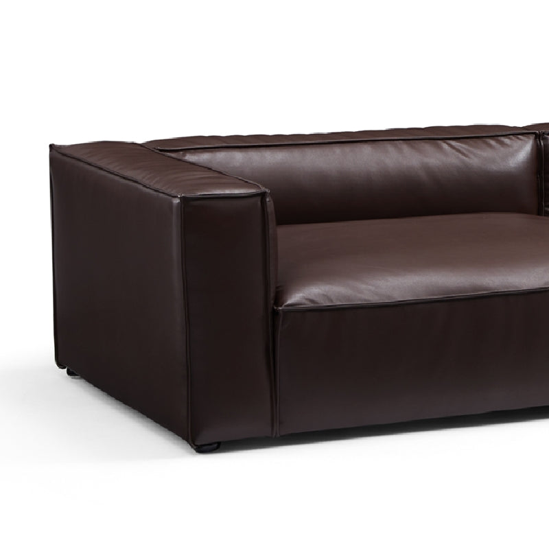 Luxury Minimalist Dark Brown Leather U Shaped Sectional-Dark Brown