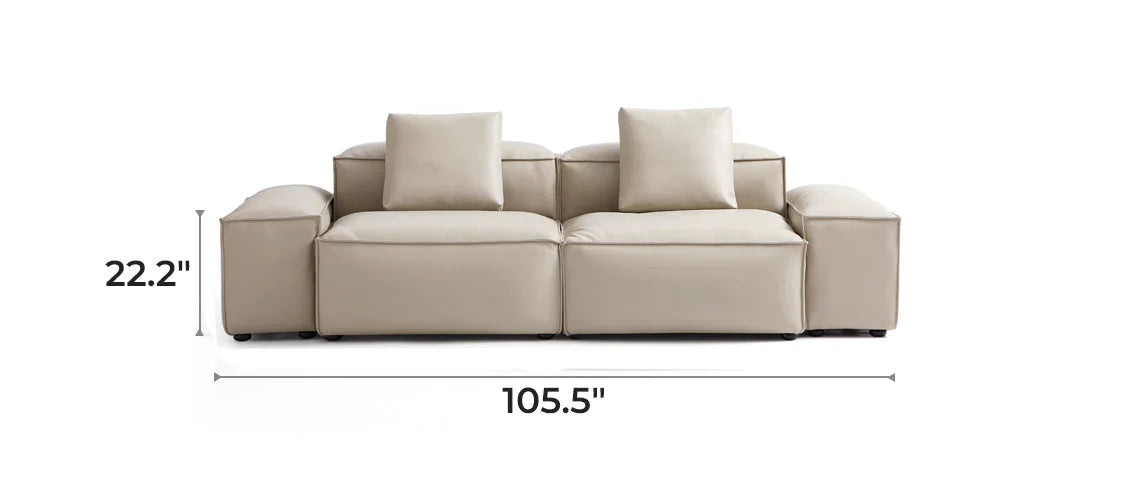 Cube Modular Beige Genuine Leather Sofa
