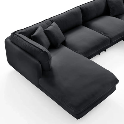 Vanilla Black Leather Sectional