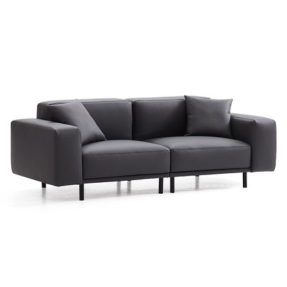 Noble Dark Gray Leather Sofa Set and Ottoman-Dark Gray