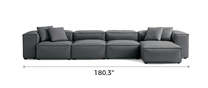 Cube Modular Dark Gray Genuine Leather Sectional