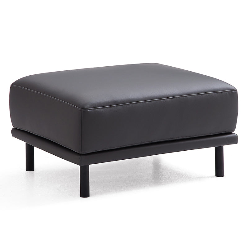 Noble Dark Gray Leather Sofa with Ottoman-Dark Gray