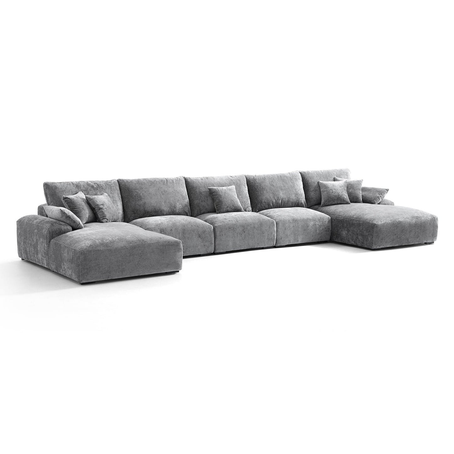 The Empress Beige U-Shaped Sectional Sofa-Gray-196.9"