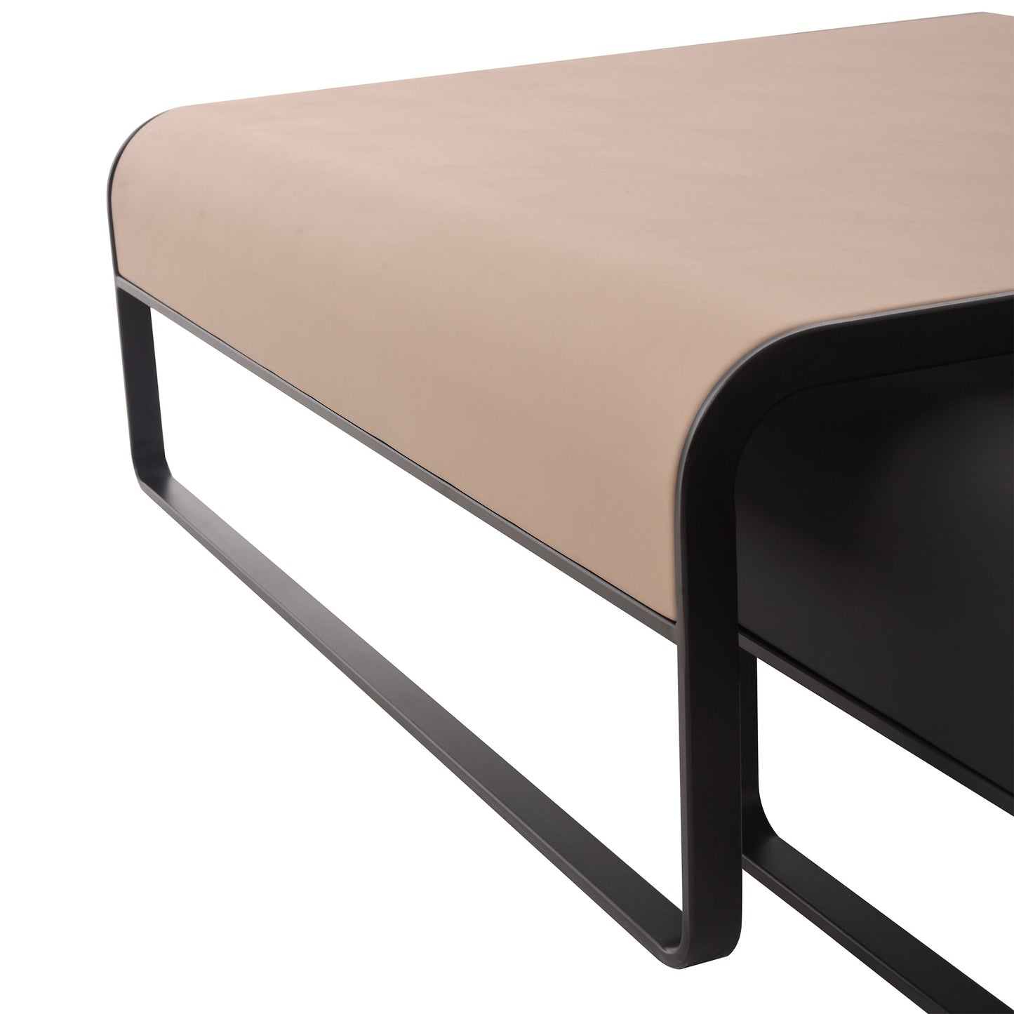 Modern Duet Coffee Table Set-39.4″ & 31.5″-Khaki & Black