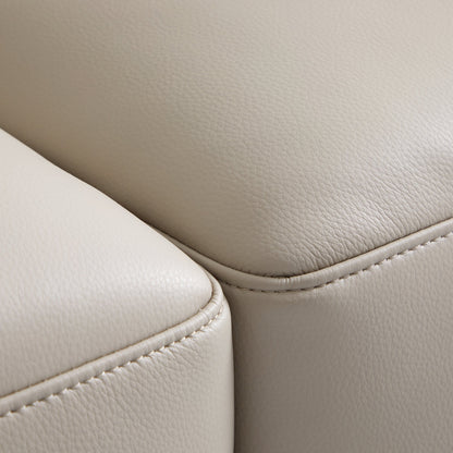 Noble Beige Leather Sofa and Ottoman-Beige