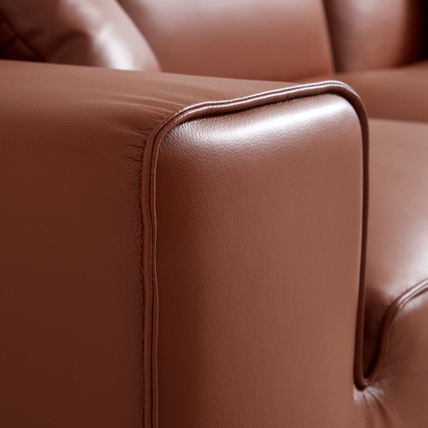 Domus Modular Black Leather Sofa-Brown