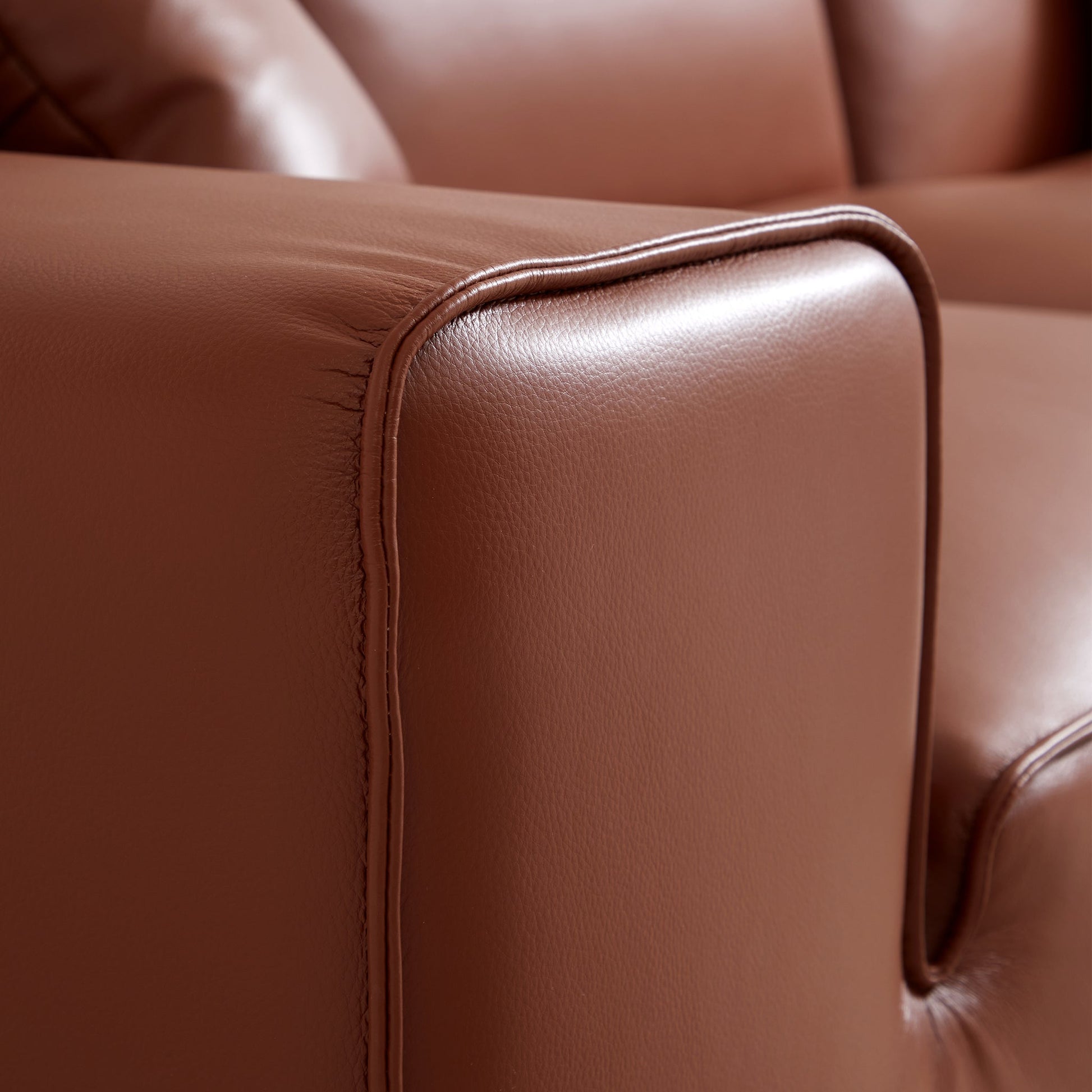 Domus Modular Beige Leather U Shaped Sectional-Brown