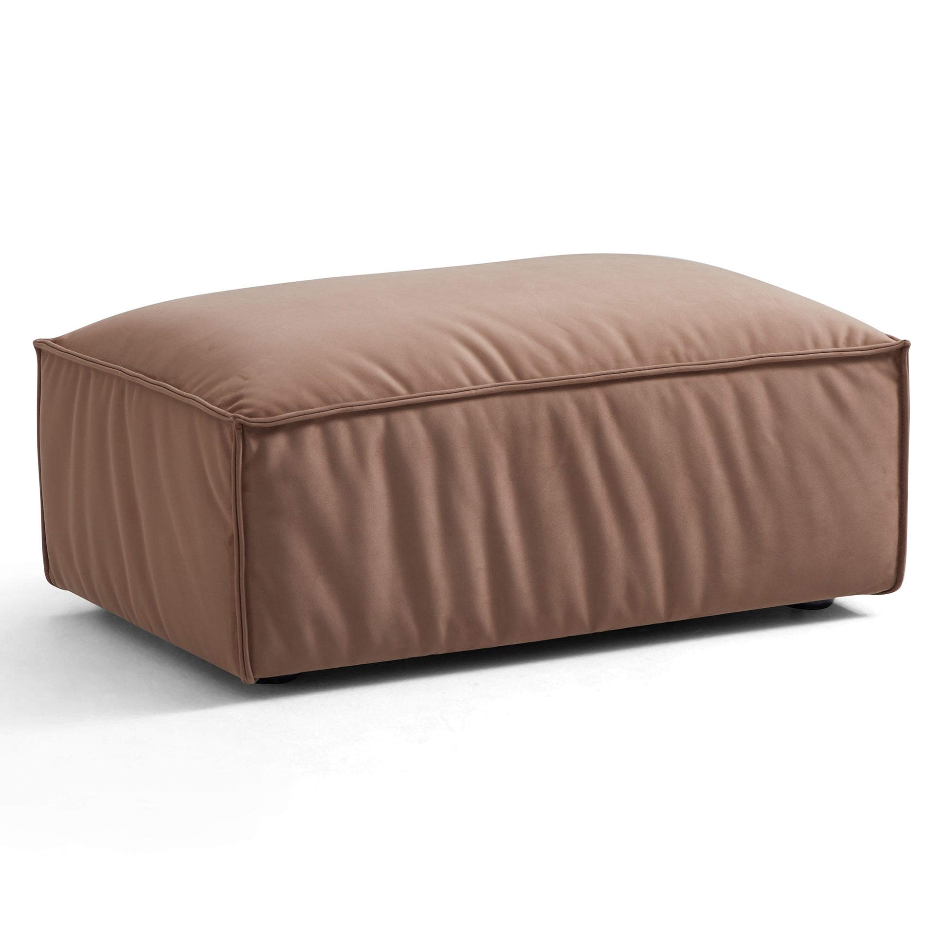 Luxury Minimalist Brown Fabric Sofa and Ottoman-Brown