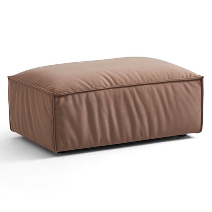Luxury Minimalist Brown Fabric Sofa and Ottoman-Brown