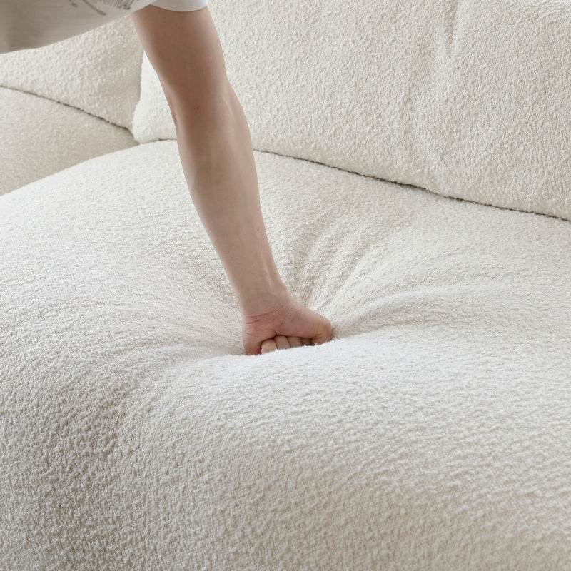 Nordic Modern Creamy Sofa with Ottoman-White