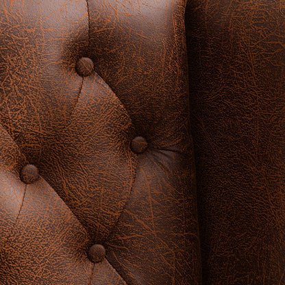 Traditional Vintage Rectangular PU Leather Suede Fabric Solid Wood Accent Chair Backrest Armrest For Living Room