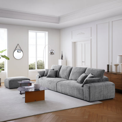 The Empress Beige Sofa and Ottoman-Gray