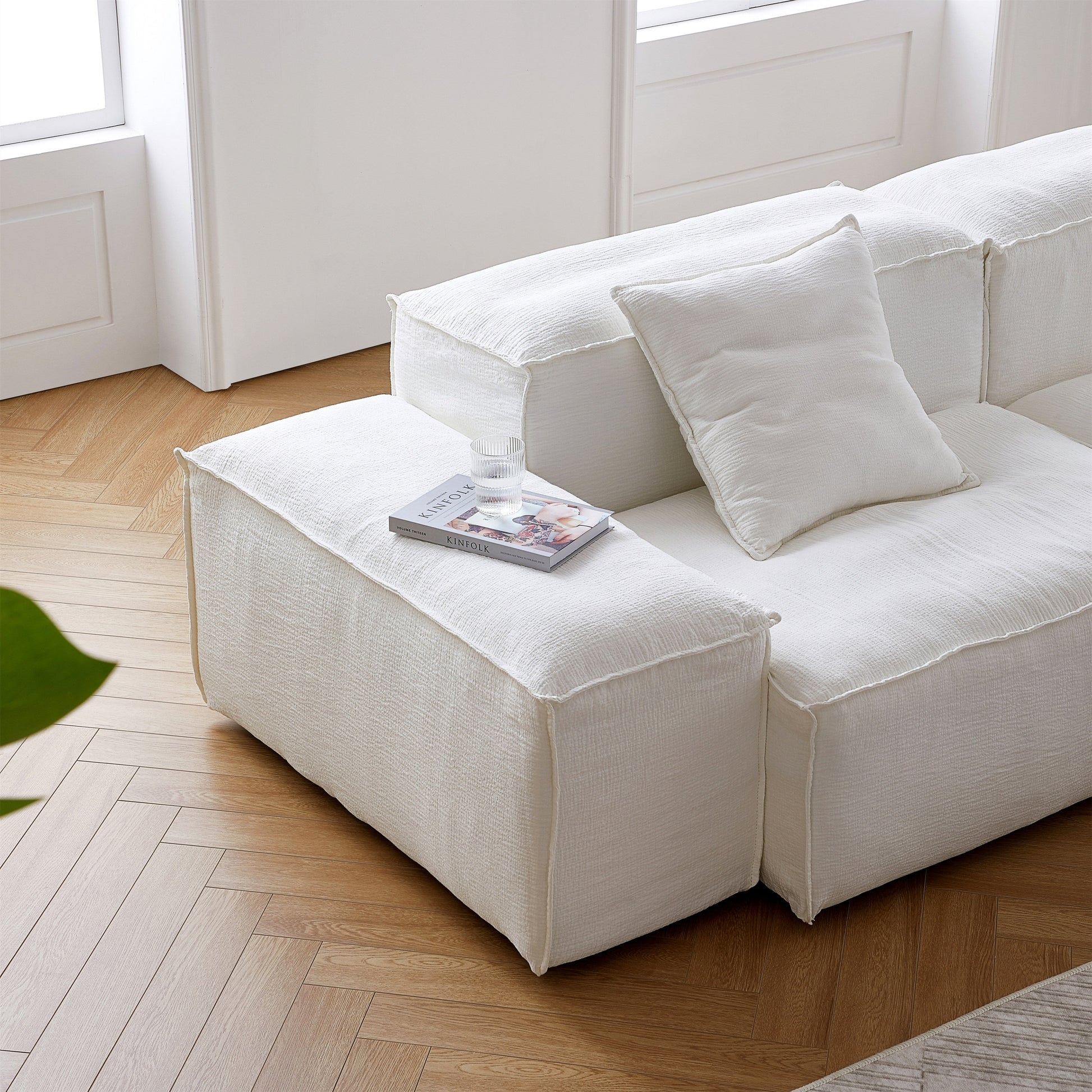 Freedom Modular Gray Sectional Sofa-White