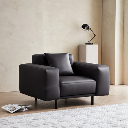 Noble Beige Leather Armchair-Dark Gray