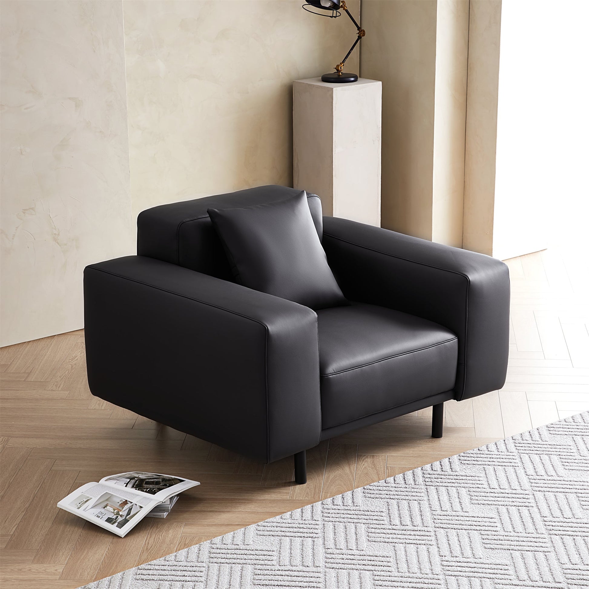 Noble Beige Leather Armchair-Dark Gray