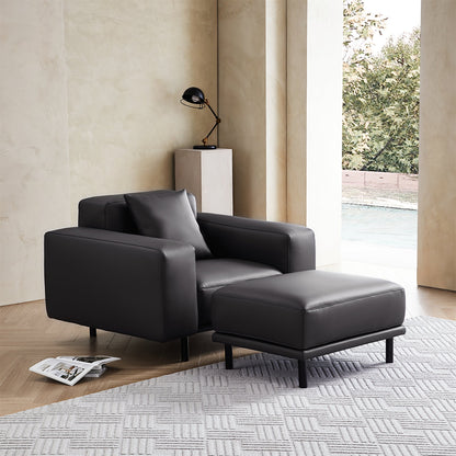 Noble Beige Leather Armchair-Dark Gray
