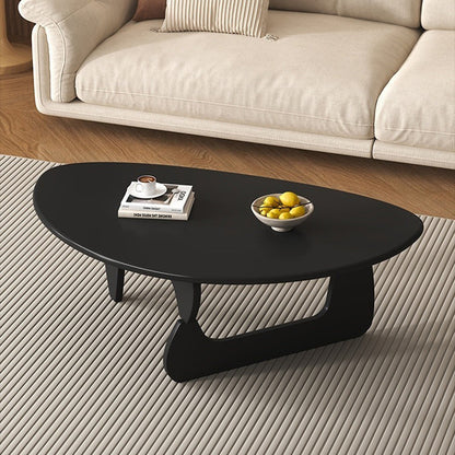 Traditional Japanese Rubberwood Rounded Triangle Coffee Table 1-Tier For Living Room