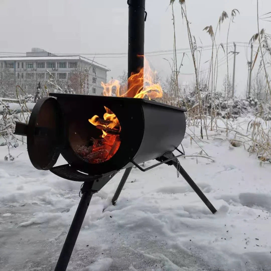 Foldable Tent Wood Stove Camping Stove with Handle Efficient Firewood Cooking Stove