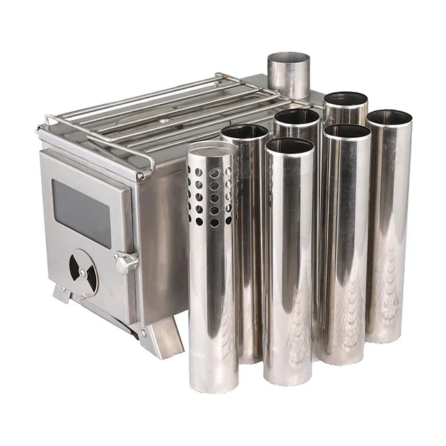 Multifunctional Stainless Steel Camping Wood Stove Hike Travel Tent Stove