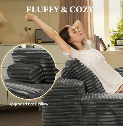 Modular L-Shaped Compressed sofa for small spaces|Boneless Couch with Chaise 103"