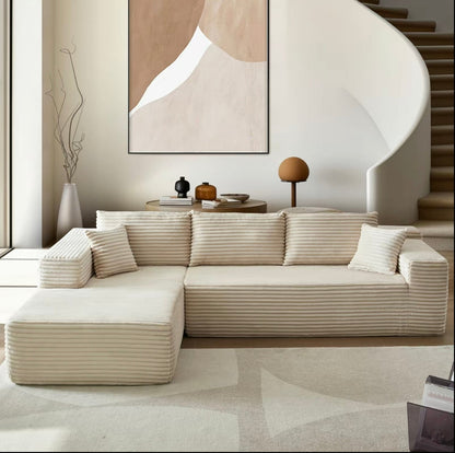 Modular L-Shaped Compressed sofa for small spaces|Boneless Couch with Chaise 103"