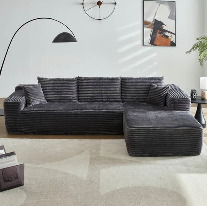 Modular L-Shaped Compressed sofa for small spaces|Boneless Couch with Chaise 103"