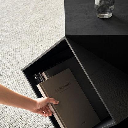 Polyhedron Walnut Wood Side Table-Black