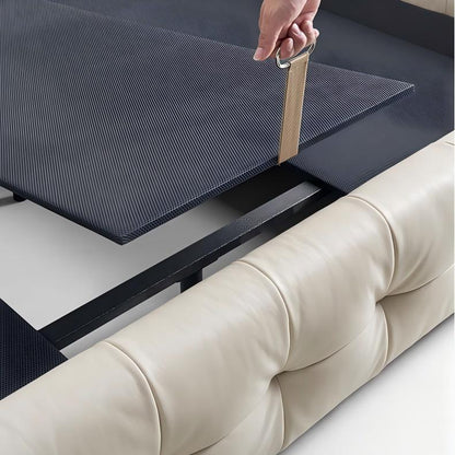 Marshmallow Leather Bed-Beige