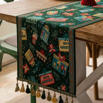 New Year'S Decoration Cloth Table Flag Scene Layout Barrier-Free Luxury American High-End Table Flag Cloth Long Cabinet Cover Green