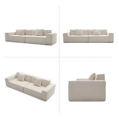 Compressed Rolled Tofu Block Sofa Italian Style Living Room Small Apartment Straight Line Fabric Sofa Cotton And Linen Fabric Sofa