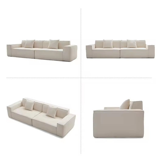 Compressed Rolled Tofu Block Sofa Italian Style Living Room Small Apartment Straight Line Fabric Sofa Cotton And Linen Fabric Sofa