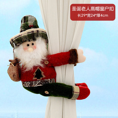 Christmas Creative Curtain Buckle Cartoon Doll Decoration Hotel Restaurant Decoration Doll Hug Button Window Pendant