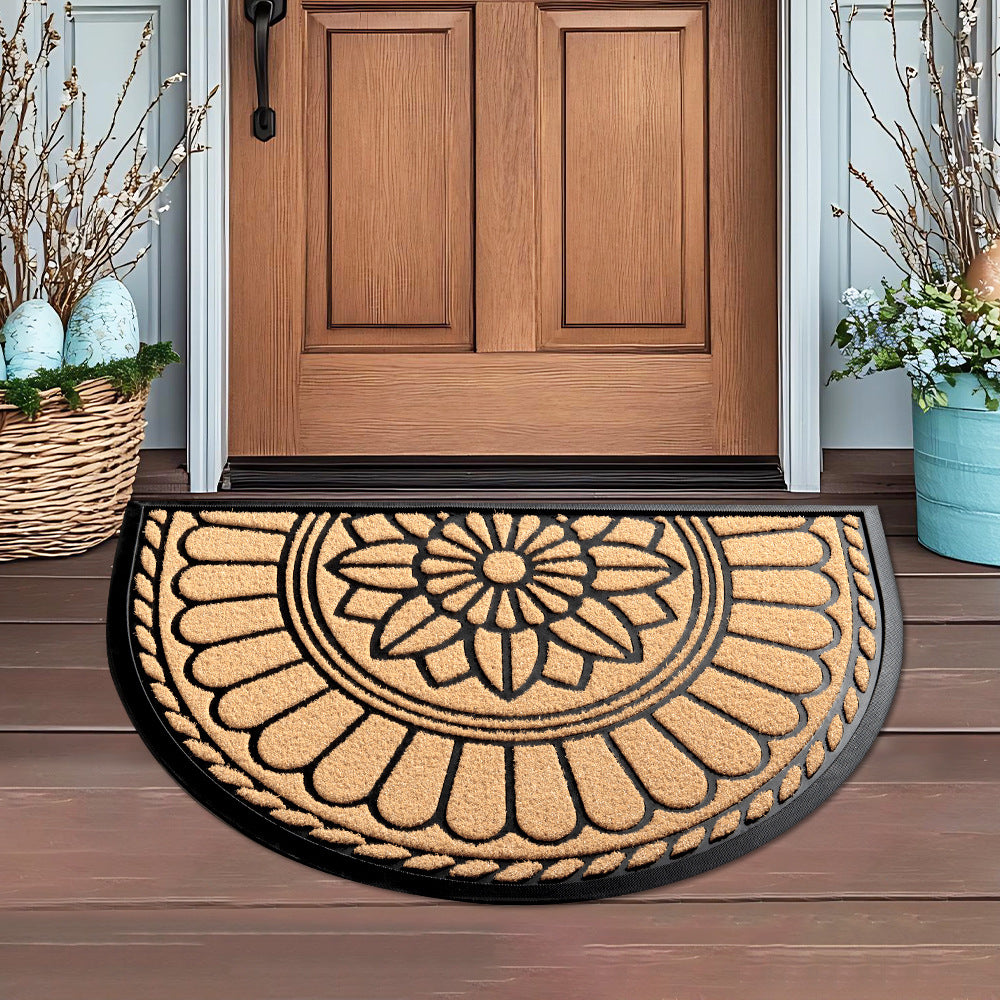 Entrance Door Semi-Circular Rubber Floor Mats Are Wear-Resistant And Easy To Care For Home And Commercial Anti-Slip Rubber Door Mats