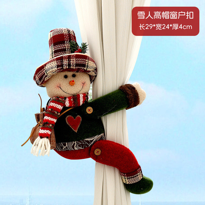 Christmas Creative Curtain Buckle Cartoon Doll Decoration Hotel Restaurant Decoration Doll Hug Button Window Pendant
