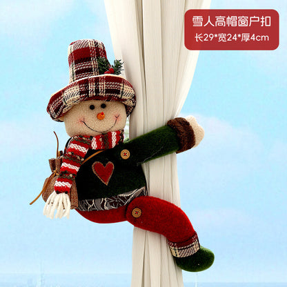 Christmas Creative Curtain Buckle Cartoon Doll Decoration Hotel Restaurant Decoration Doll Hug Button Window Pendant