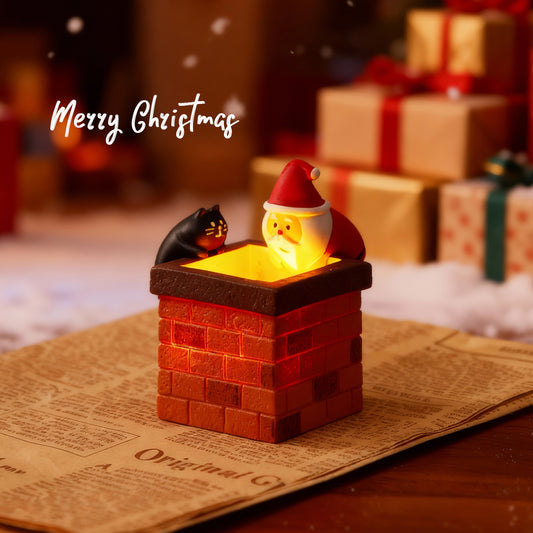Christmas Chimney Luminous Ornament Gift Box Style Porch Decoration For Family Holiday Surprise Small Gift Universal