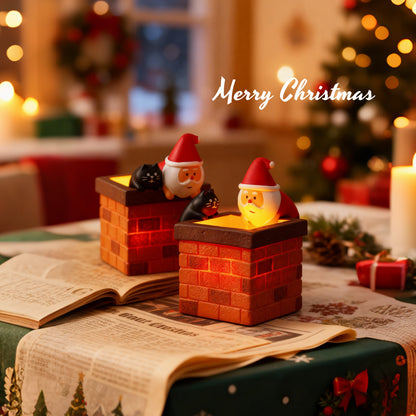 Christmas Chimney Luminous Ornament Gift Box Style Porch Decoration For Family Holiday Surprise Small Gift Universal