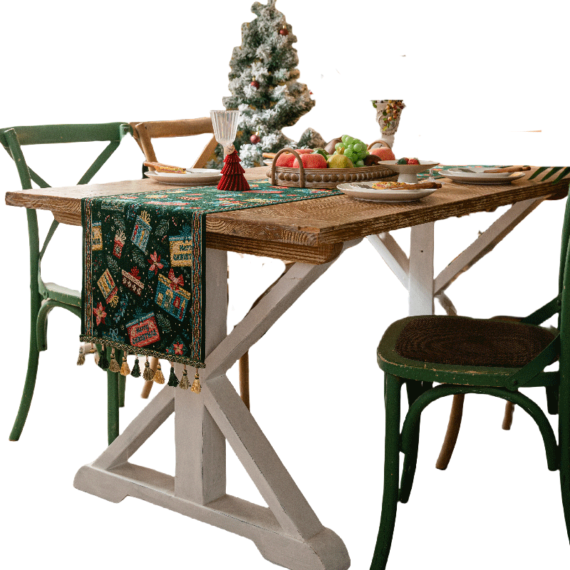 New Year'S Decoration Cloth Table Flag Scene Layout Barrier-Free Luxury American High-End Table Flag Cloth Long Cabinet Cover Green