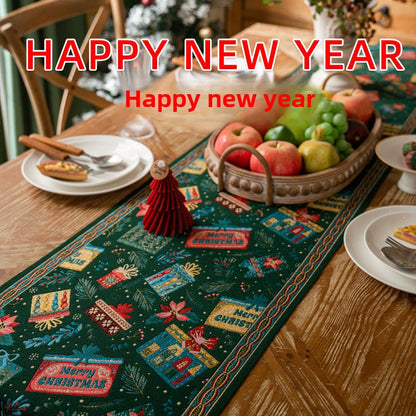 New Year'S Decoration Cloth Table Flag Scene Layout Barrier-Free Luxury American High-End Table Flag Cloth Long Cabinet Cover Green