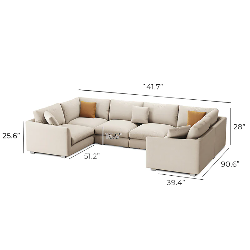 Aalto Boutique Feathers Plume U Sectional Beige / Polyester