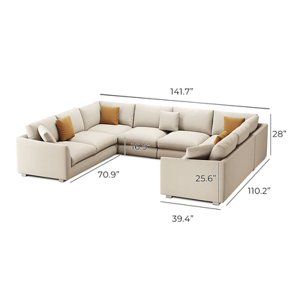 Aalto Boutique Feathers Plume U Sectional Beige / Polyester