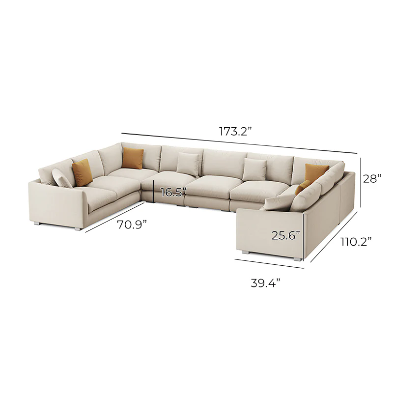 Aalto Boutique Feathers Plume U Sectional Beige / Polyester