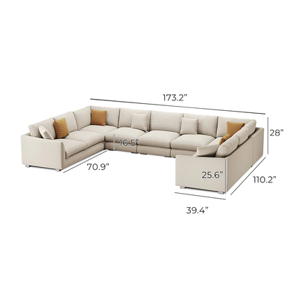 Aalto Boutique Feathers Plume U Sectional Beige / Polyester