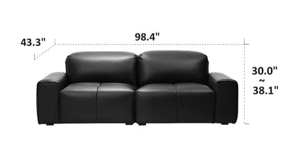 Nero Black Recliner Leather Lounge Sofa