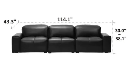 Nero Black Recliner Leather Lounge Sofa