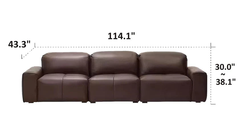 Nero Brown Recliner Leather Lounge Sofa