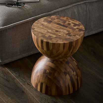 Sculptural Oak Walnut Side Table-Walnut