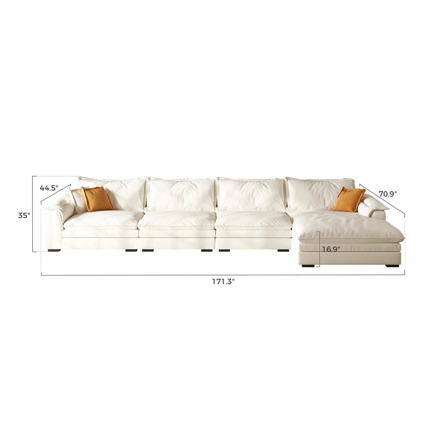 Sandwich Sectional with Chaise / Air Leather